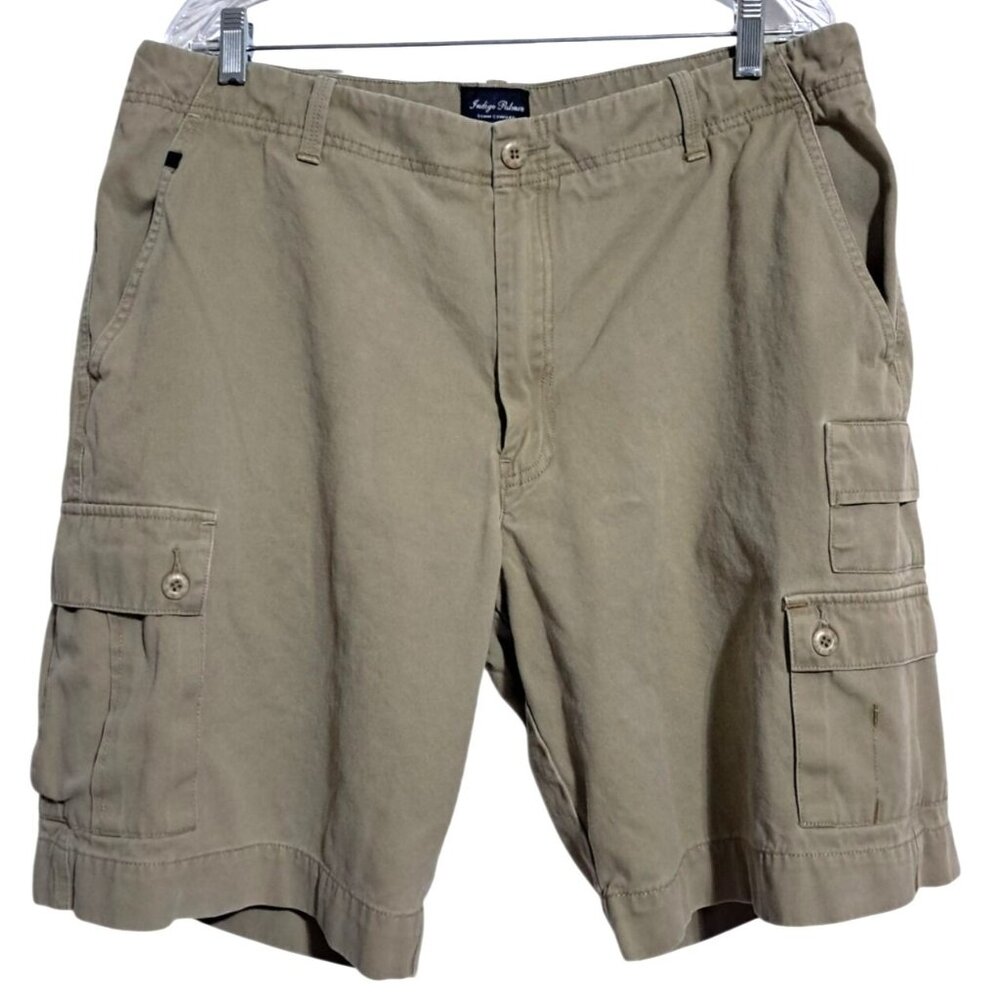 Indigo Palms Cargo Shorts‎ Mens Size 38 Tan Cotton Relaxed Fit Casual Vintage